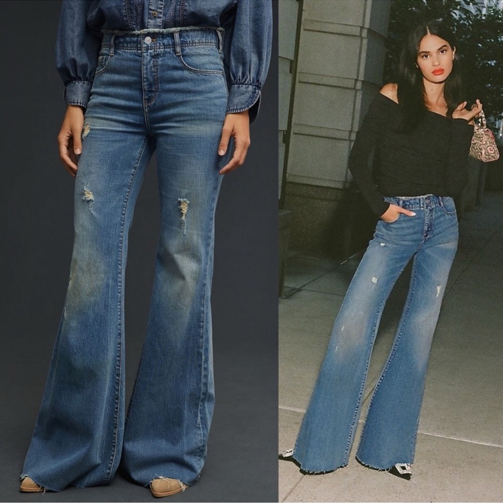Anthropologie Blue Flare & Wide Leg Jeans